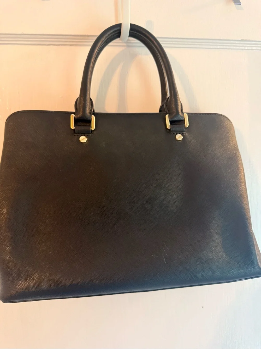 Michael Kors Black Saffiano Leather Savannah Convertible Satchel Bag